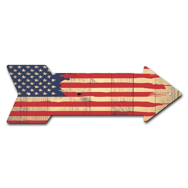 American Flag Painted Arrow Sign Funny Home Decor 36in Wide